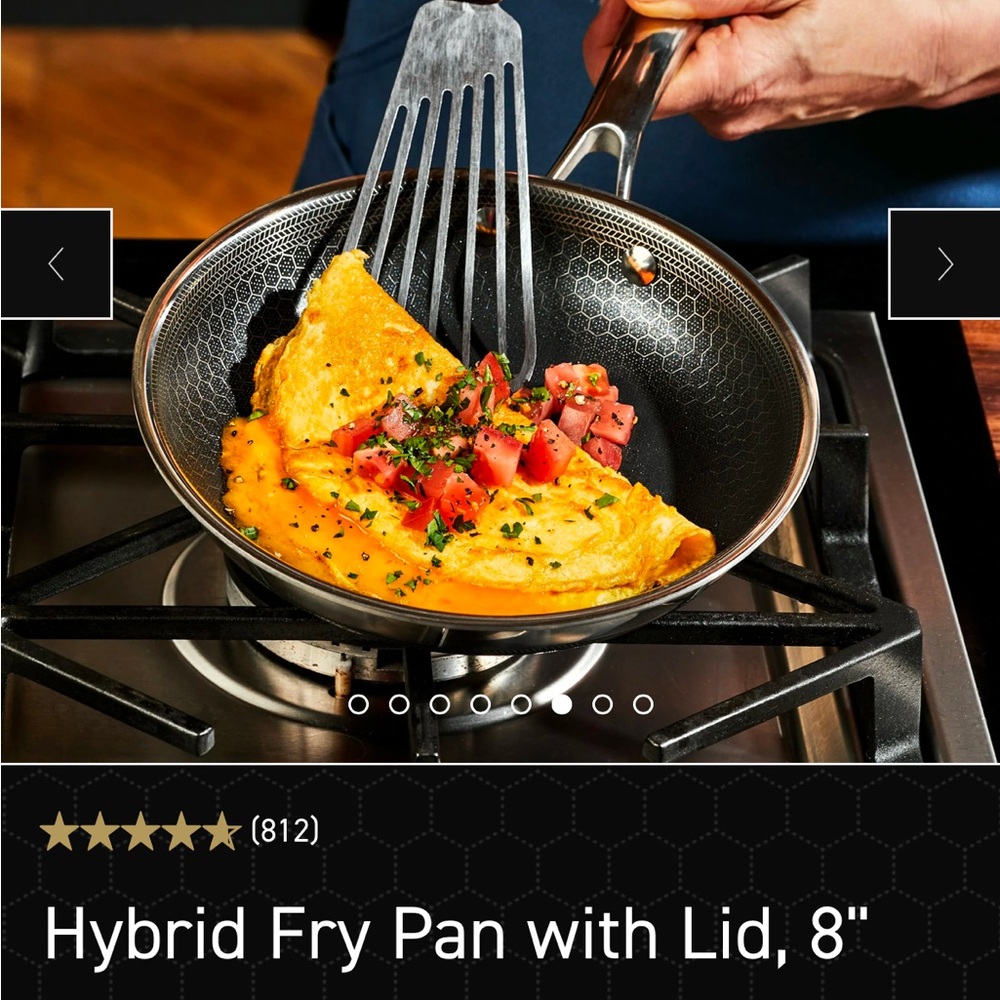 Hexclad Hybrid Fry Pan with Lid, 8"